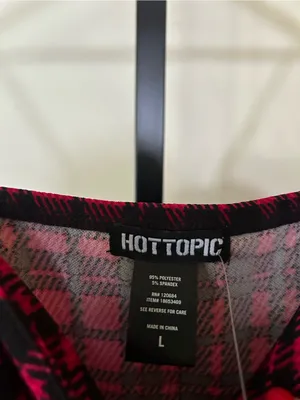 Hot Topic Plaid Zip Pleat Mini Dress Red‎ Black Check Punk Grunge NWT Size Large thumbnail 5