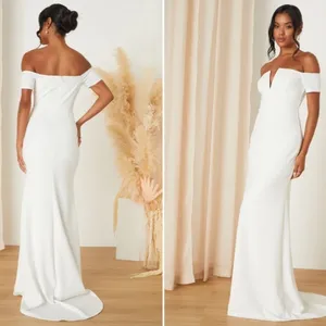 LULU's Bridal Wedding Chic Modern Sexy Minimalist Mermaid Trumpet Gown NWT thumbnail 3