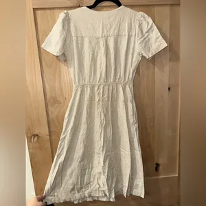 Monteau Cream Button-Front Linen Midi Dress thumbnail 2