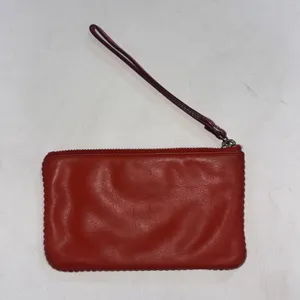 Vintage Y2K Kate Spade Logo‎ Leather Red Orange Zip Small Wristlet Wallet thumbnail 9