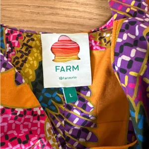 Farm Rio - Macaw Print Puff Sleeve Dress in Orange & Purple Multi thumbnail 3