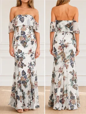 NWT Lulus Ray of Sunshine Maxi Dress Size XL White Floral Off Shoulder Wedding thumbnail 13