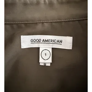 Good American The Cropped Shirt Sage Green Button Down Pocket Top NWT thumbnail 7