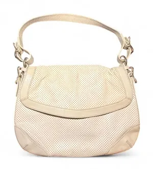Lauren Ralph Lauren Ivory Perforated Leather Boho Shoulder Bag Equestrian thumbnail 1