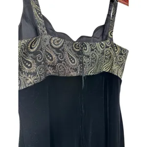 Vintage Betsy & Adam Dress 12 Black‎ Gold Velvet Formal Whimsygoth Paisley 90s thumbnail 10