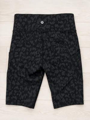 Lululemon Women's Align High-Rise Biker Short Yoga Leopard Gray Sz 4 thumbnail 1