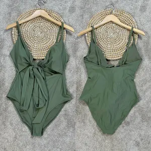 aerie Women’s Long Wrap Tie One Piece Full Coverage Swimsuit in Green L thumbnail 3