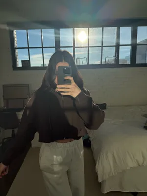 Adidas Brown Cropped Zip Up Hoodie thumbnail 2