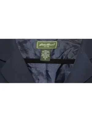 Eddie Bauer Womens Petite 14 Navy Blue 90s Vintage Blazer Career Office Jacket thumbnail 3