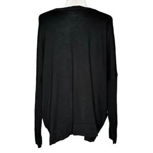 J.Crew Sweater Large Pullover 100% Merino Wool Dolman Sleeve Black Oversized thumbnail 6