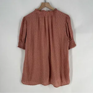 DR2 Womens Pink Geometric Floral Patterned Lightweight Woven Button Front Blouse thumbnail 8