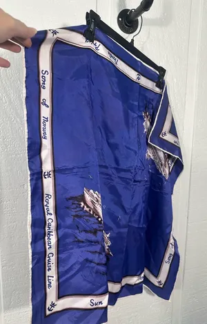 Song of Norway Royal Caribbean Cruise Blue and White Scarf GUC thumbnail 1