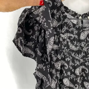 LOFT Paisley Ruched Flutter Sleeve Mixed Media‎ Top Lightweight Chiffon thumbnail 6