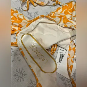 New LSpace Tessellation Bikini Set Orange White Retro Print - Size M (MSRP $180) thumbnail 7