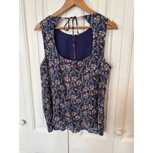 Loft Blue Floral Tie‎ Back Tank Top Size Large thumbnail 2