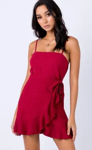 Princess Polly Caedere Mini Dress in Maroon Size 2 New with tag thumbnail 1