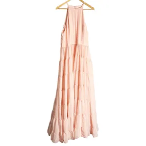 Mac Duggal Light Pink Tiered A-Line Halter Sleeveless Formal Maxi Gown Size 14 thumbnail 3