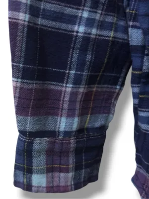 Aerie | EUC Cotton Navy & Purple Plaid Flannel Oversized Button-Down Shirt (S/M) thumbnail 9