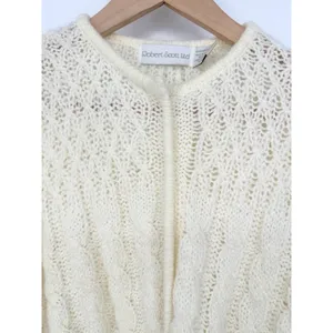 Vintage Robert Scott Ltd Cable Knit Button Cardigan Cream Sweater‎ Sz 34 Cottage thumbnail 2