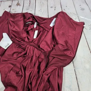 Cynthia & Sahar‎ *Flawed* Mermaid Dress with Slight Train in Cabernet CS108 XL thumbnail 7
