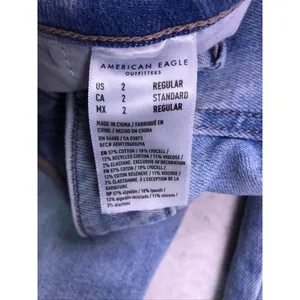 American Eagle Cargo Jeans Women 2 Blue Super High Rise Baggy Wide Leg Stretch thumbnail 3