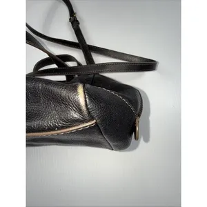 FOSSIL Black Leather Shoulder Bag Purse Crossbody Handbag Wide Zipped‎ Opening thumbnail 9