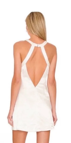NWT For Love and Lemons Lucy White Satin Open Back Mini Dress size M thumbnail 1