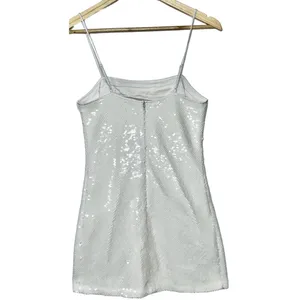 NWT Abercrombie & Fitch White Sequin Spaghetti Strap Mini Dress Womens Size XXS thumbnail 2