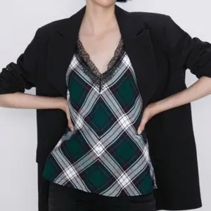✨ ZARA plaid lace cami tank top green✨ thumbnail 6