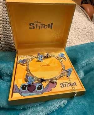Disney Stitch Fine Silver Plated 7 inch + 1.5 inch Charm Bracelet thumbnail 1