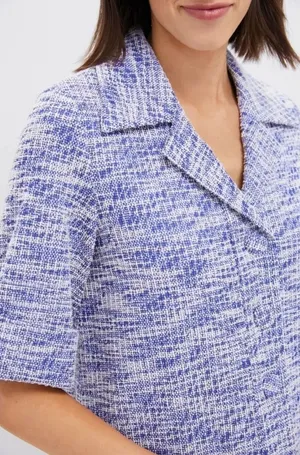 NWT Pomander Place Tuckernuck Blue‎ Tweed Shift Dress XL Old Money Preppy Office thumbnail 1