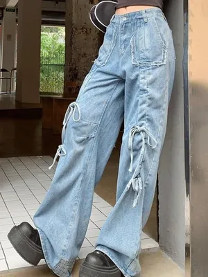 Aelfric Eden Cinched Bow Jeans Size 30 Baggy Wide Leg Streetwear Cyber Grunge thumbnail 13