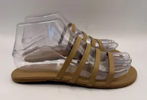 TKEES Senna Leather Strappy Sandals Sable Tan Flat Slides Womens Size 6 EUR 37 thumbnail 1