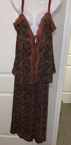 Victoria’s Secret lingerie vintage Y2K leopard print teddy & Bottoms EUC Sz L thumbnail 1