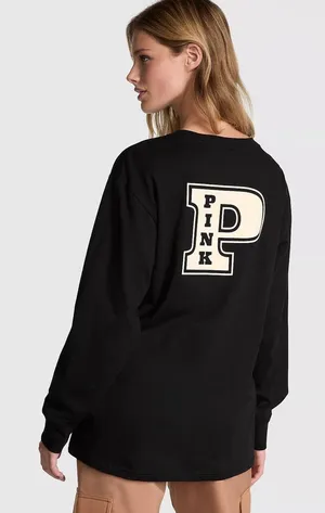 PINK New - CAMPUS COTTON LONG-SLEEVE TEE‎ thumbnail 1