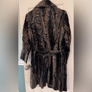VINTAGE! Black/Brown Plush Teddy Jacket Full Length thumbnail 6