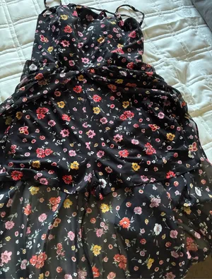 No Boundaries Black Floral Maxi Shorts Jumpsuit with Lattice Neckline thumbnail 3