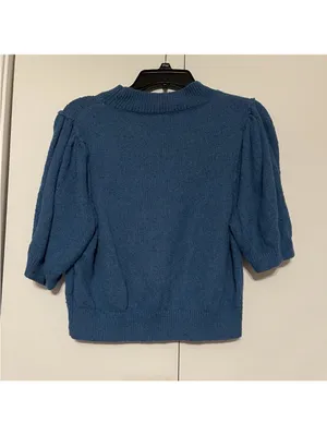 Free People Sweater Women Medium Teal Puff Sleeve thumbnail 3