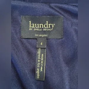 $125 LAUNDRY BY SHELLI SEGAL Navy Blue Tulip Tiered Sleeveless Cocktail Dress 4 thumbnail 7