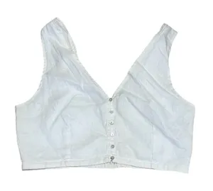 Madewell Gwen Crop Vest Top Womens Size 10 White Button Front V-Neck thumbnail 1