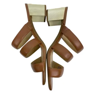 Michael Kors Paloma Flex Mule Sandals Gold Block Heel Brown Size 7M thumbnail 5
