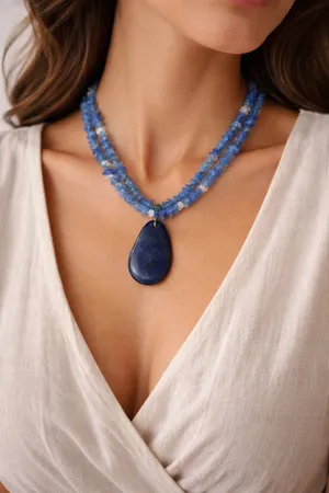 Blue Quartz Statement Necklace – Hand-Strung, One of a Kind thumbnail 1