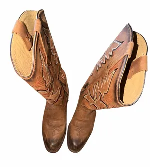Reyme Brown Leather Cowboy Boots - Classic Western Style Size 5.5 thumbnail 1