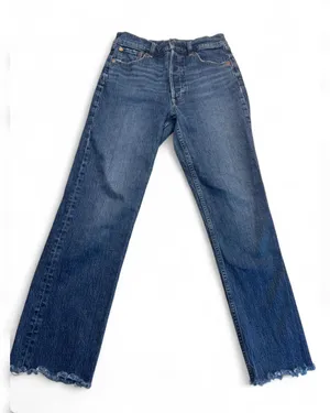 Gap blue high rise straight leg jeans with frayed hem Size 28 #denim #highwaisted thumbnail 1