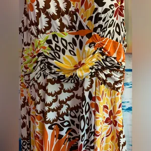 Unbranded Orange & Yellow Sleeveless Floral Maxi Dress Size LG thumbnail 4