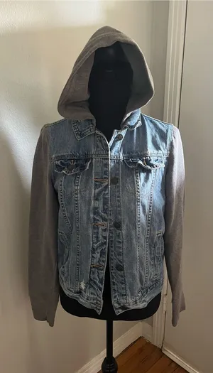 Y2K Abercrombie & Fitch Women's Hooded Jean Trucker Jacket Size S thumbnail 1