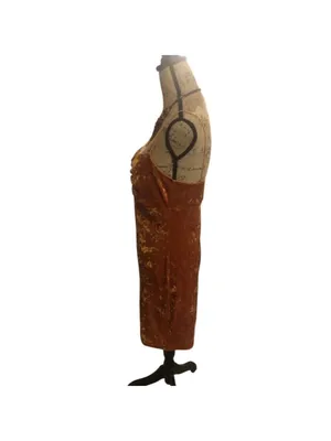Urban Outfitters Orange Velvet Dress Size Large thumbnail 5