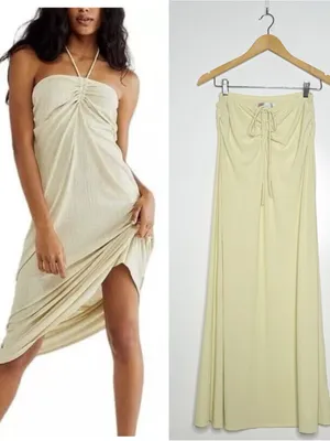 FP Beach Free People Yellow Convertible Midi Dress Maxi Skirt Small thumbnail 2