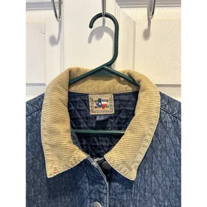 Don't Mess With Texas Quilted Denim Barn‎ Jacket XL Blue Patchwork Corduroy XL thumbnail 4