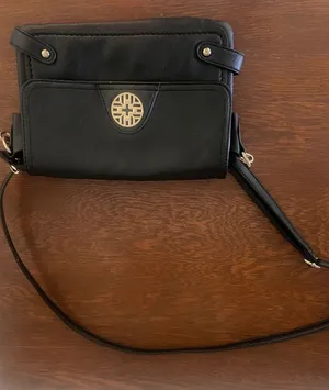 Black super soft faux leather crossbody bag with detachable strap like new thumbnail 1